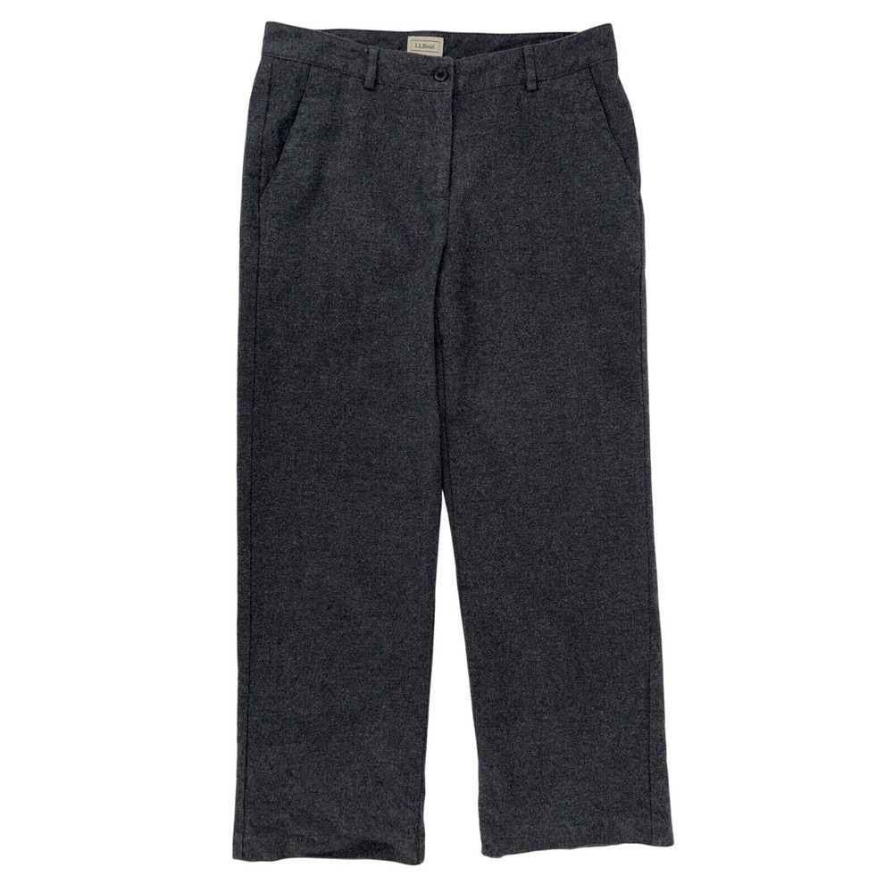 LL Bean Women's Trouser Pants Cotton Flannel Size 10 R Gray Lined 26" Inseam EUC